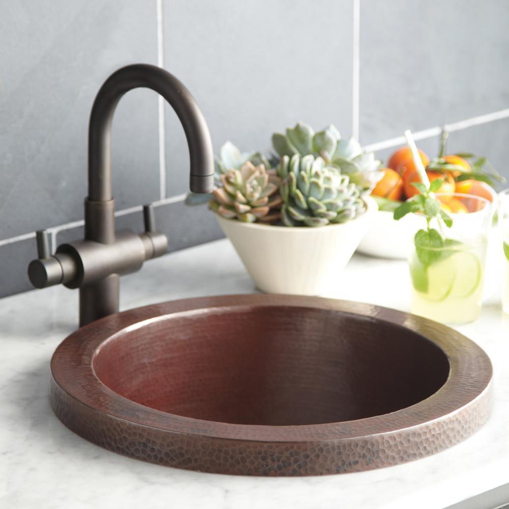 Native Trails Antique 16 x 16 in. Drop-in Copper Bar Sink 