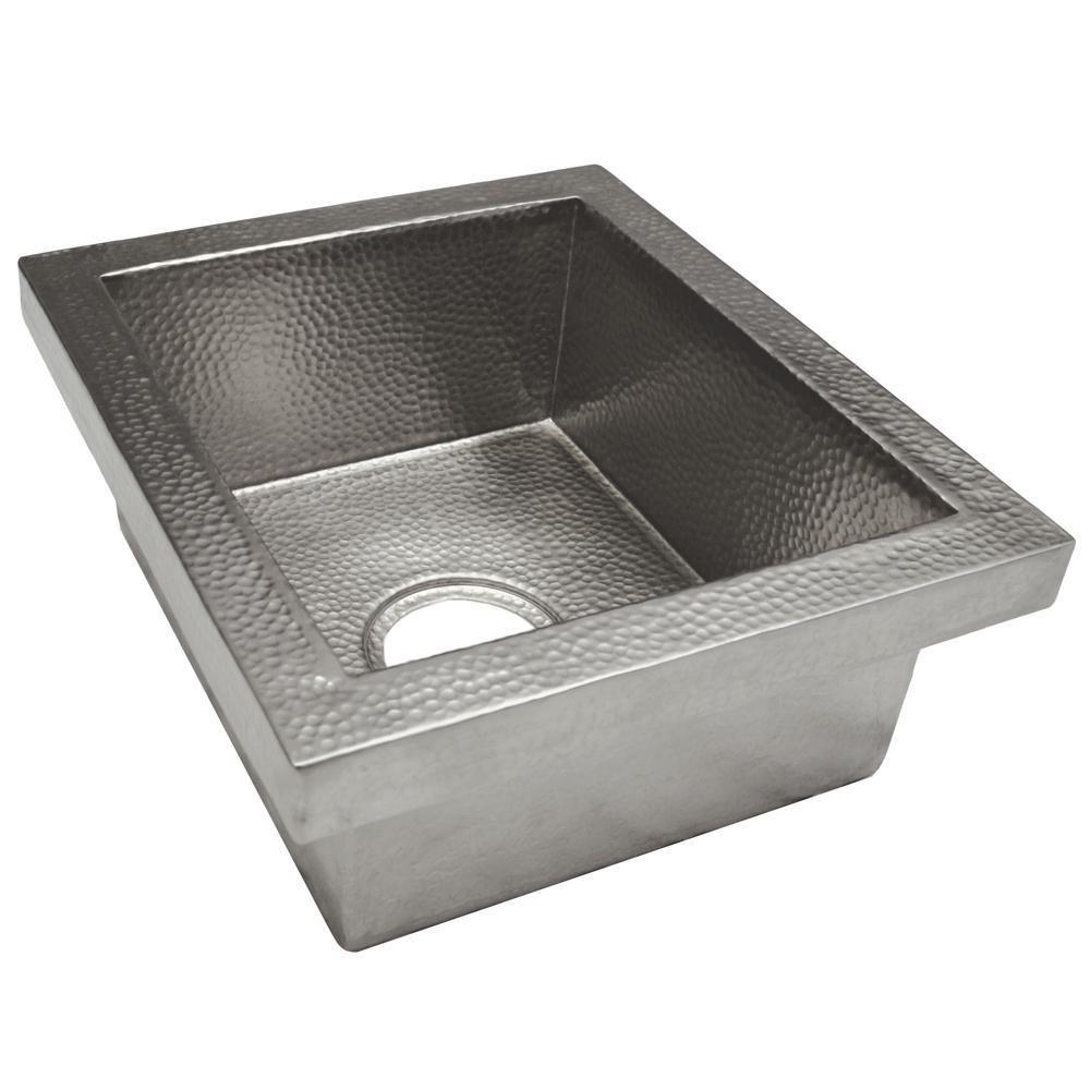 Native Trails Brushed Nickel 17 x 15 in. Drop-in Copper Bar Sink 