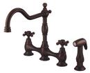 2.2 gpm Double Cross Handle Deckmount Kitchen Sink Faucet High Arc Spout 1/2 in. NPSM Connection in Tumbled Bronze
