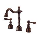 Mini Widespread Lavatory Faucet with Double Lever Handle in Tumbled Bronze