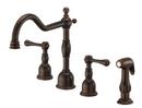 2.5 gpm Double Lever Handle Deckmount Kitchen Sink Faucet Column Spout 1/2 in. NPSM Connection in Tumbled Bronze