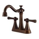 Centerset Lavatory Faucet with Double Lever Handle in Tumbled Bronze