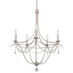 60W 5-Light Candelabra Chandelier in Antique Silver