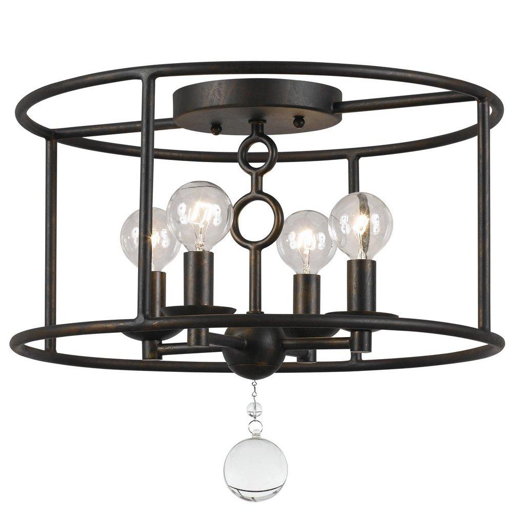 Crystorama English Bronze 12-1/4 in. 60W 4-Light Incandescent Candelabra E-12 Ceiling Light 