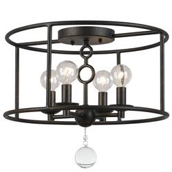 12-1/4 in. 60W 4-Light Incandescent Candelabra E-12 Ceiling Light in English Bronze