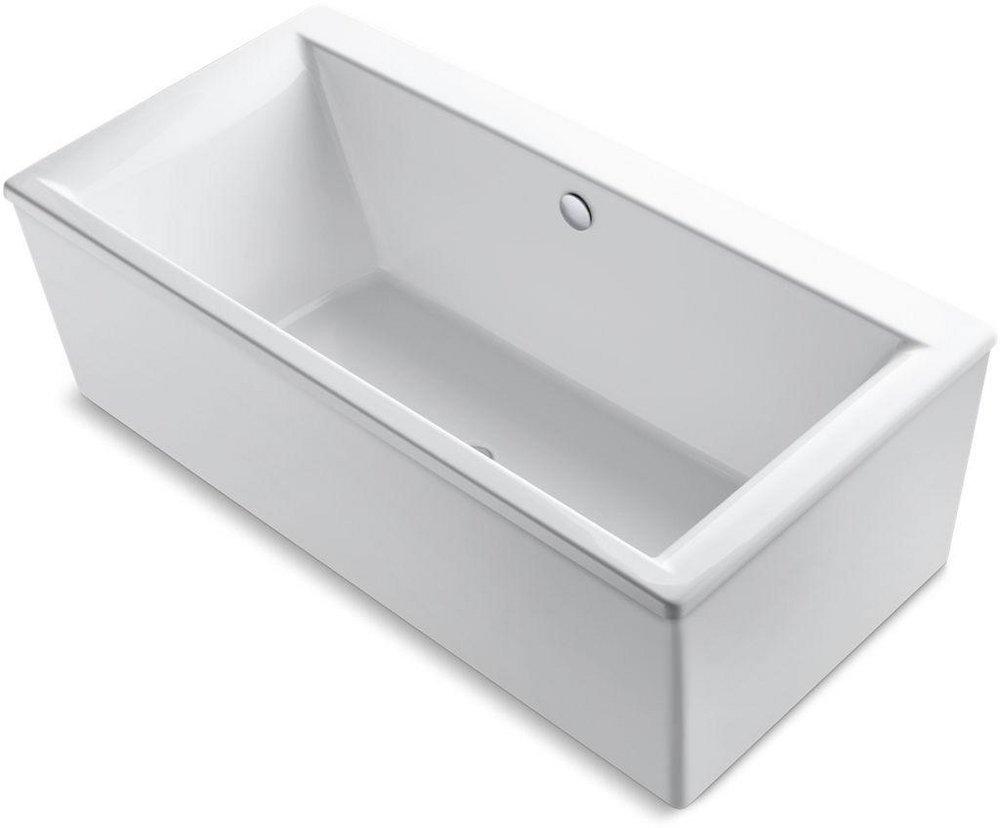 KOHLER White 72 x 36-1/16 in. Soaker Freestanding Bathtub with Center Drain 