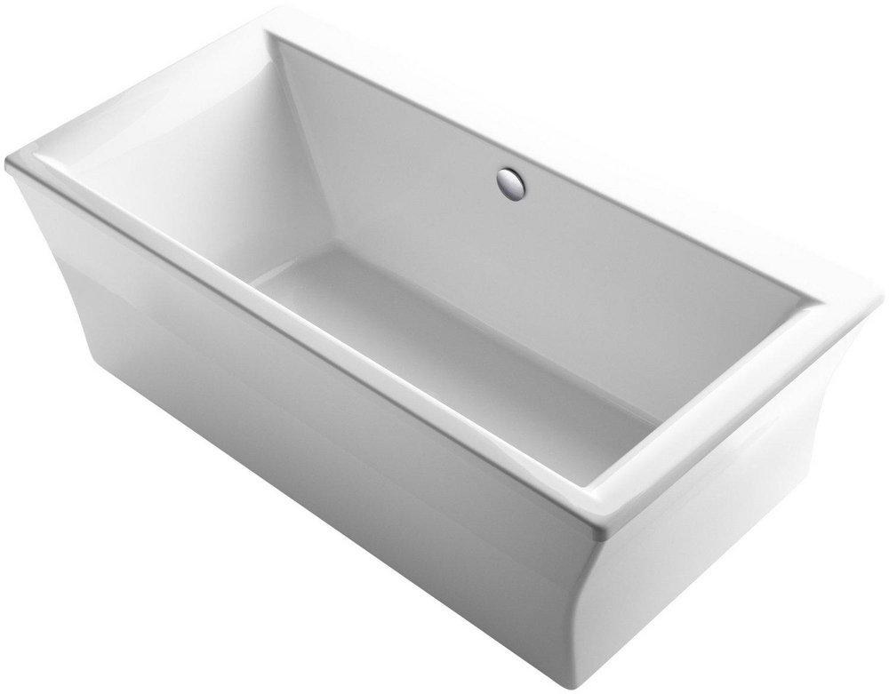 KOHLER White 72 x 36 in. Freestanding Bathtub with Center Drain 