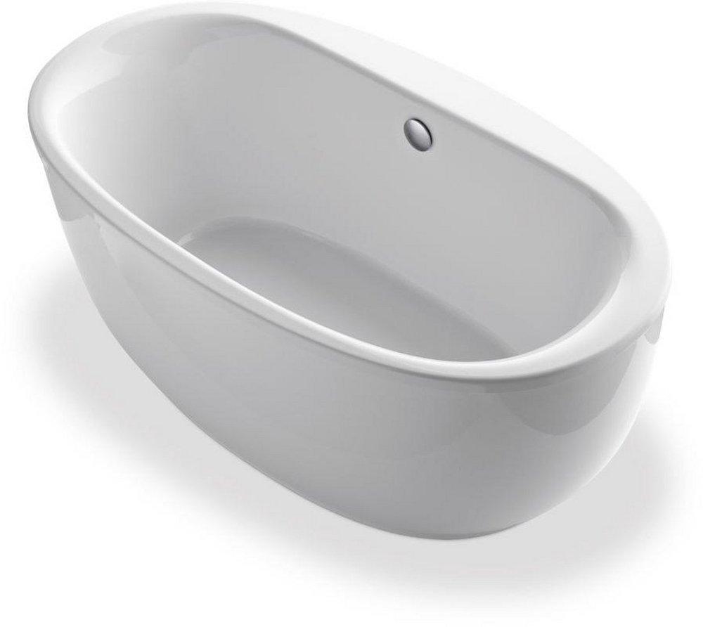 KOHLER White 65-1/2 x 36 in. Freestanding Bathtub with Center Drain 