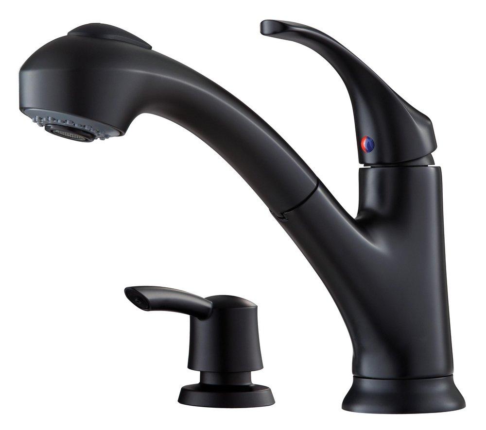Pfister Matte Black Single Handle Pull Out Kitchen Faucet 
