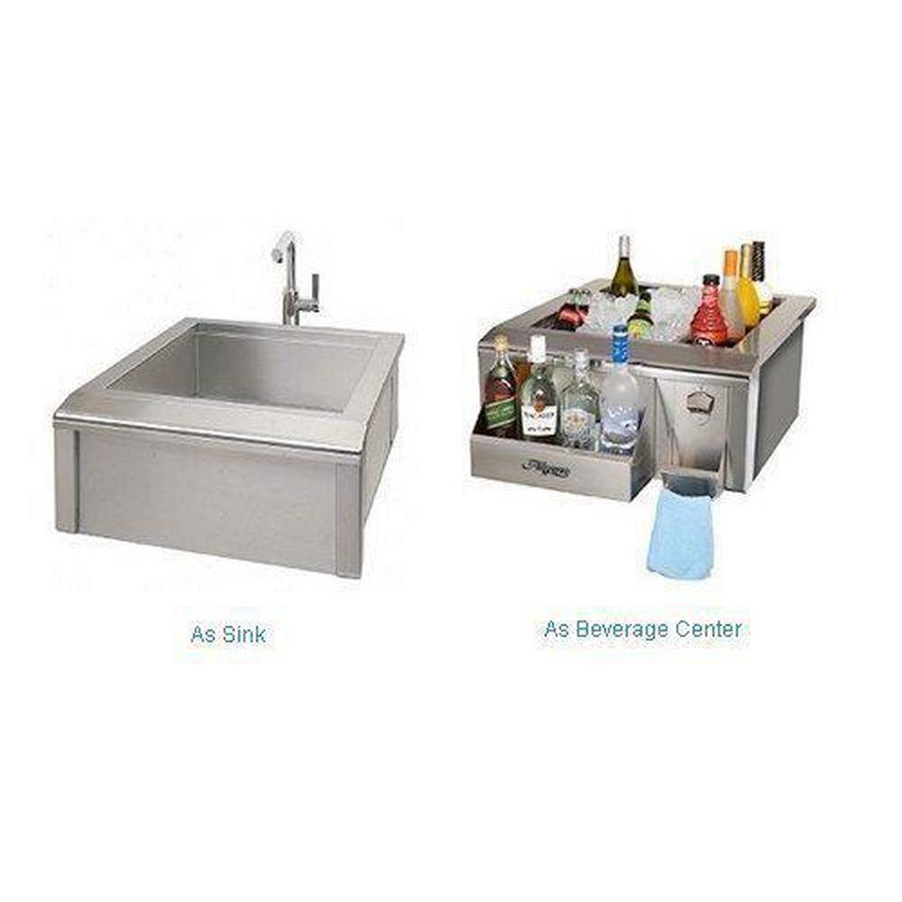 Alfresco Stainless Steel 24 x 27-1/4 in. No Hole Single Bowl Drop-in Kitchen Sink 