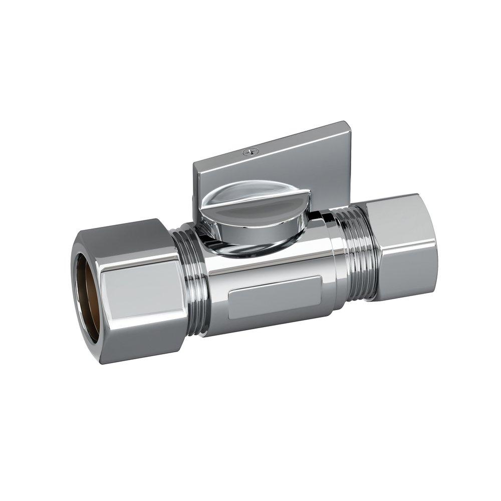 PROFLO&reg; Chrome Plated Compression x OD Tube Lever Straight Supply Stop Valve in Chrome Plated 