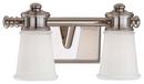13-1/2 in. 2-Light Bath Light with Clear Etched White Glass in Polished Nickel