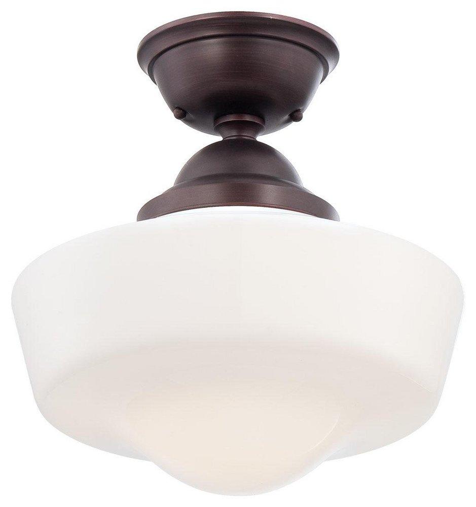 Minka Lavery Brushed Bronze 14-1/2 in. 1-Light Semi-Flushmount Ceiling Fixture 