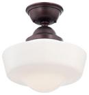 150W 1-Light Medium E-26 14.5 in. Semi-Flush Mount Ceiling Fixture in Brushed Bronze