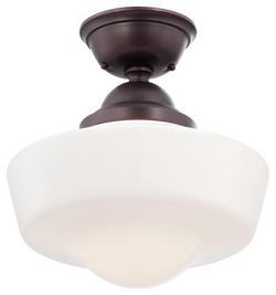 150W 1-Light Medium E-26 14.5 in. Semi-Flush Mount Ceiling Fixture in Brushed Bronze