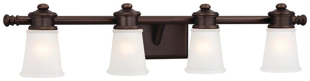 Minka Lavery Dark Brushed Bronze 31-3/4 in. 4-Light Bath Light with Etched White Glass 