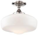 15-1/2 in. 150W 1-Light Medium E-26 Ceiling Light with Opal Glass in Polished Nickel