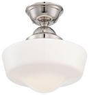 150W 1-Light Pendant with Opal School House Glass in Polished Nickel