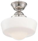 Minka Lavery Polished Nickel 150W 1-Light Pendant with Opal School House Glass 