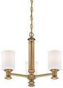 100W 3-Light Medium E-26 Chandelier with Etched Opal in Liberty Gold