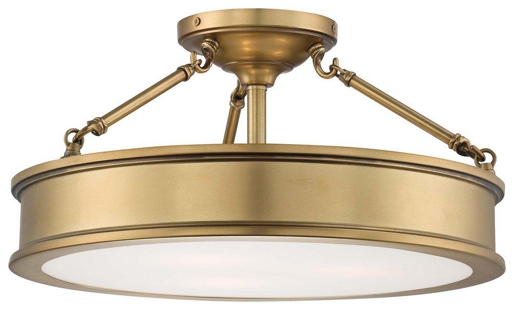Minka Lavery Liberty Gold 9-3/4 in. 3-Light Semi-Flushmount Ceiling Fixture 