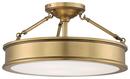 Minka Lavery Liberty Gold 9-3/4 in. 3-Light Semi-Flushmount Ceiling Fixture 