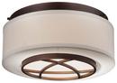 15 in. 60W 2-Light Flushmount in Dark Brushed Bronze with White Glass Shade