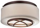 Minka Lavery Dark Brushed Bronze 15 in. 60W 2-Light Flushmount with White Glass Shade 
