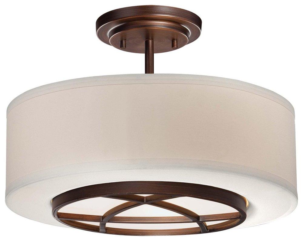 Minka Lavery Dark Brushed Bronze 9-3/4 in. 3-Light Semi-Flushmount Ceiling Fixture 