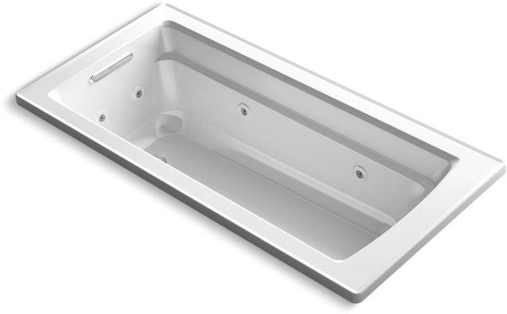 KOHLER White 66 x 32 in. Whirlpool Drop-In Bathtub with Reversible Drain 
