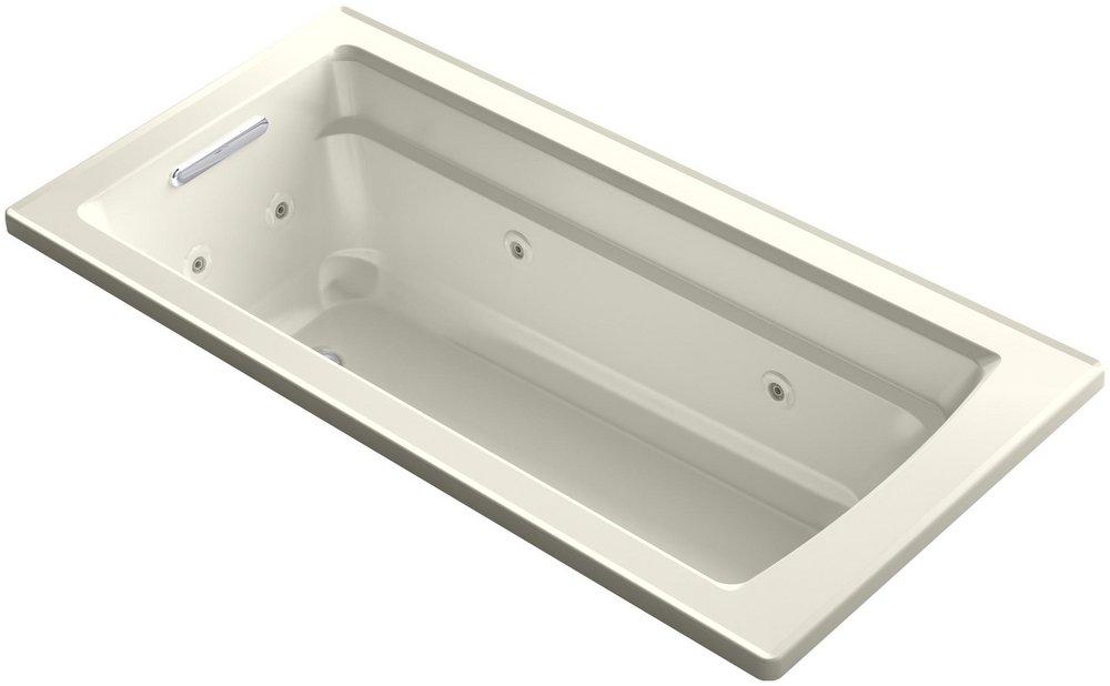 KOHLER Biscuit 66 x 32 in. Whirlpool Drop-In Bathtub with Reversible Drain 