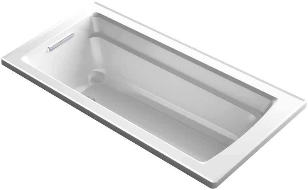 KOHLER White 66 x 32 in. Soaker Drop-in Bathtub with Reversible Drain 