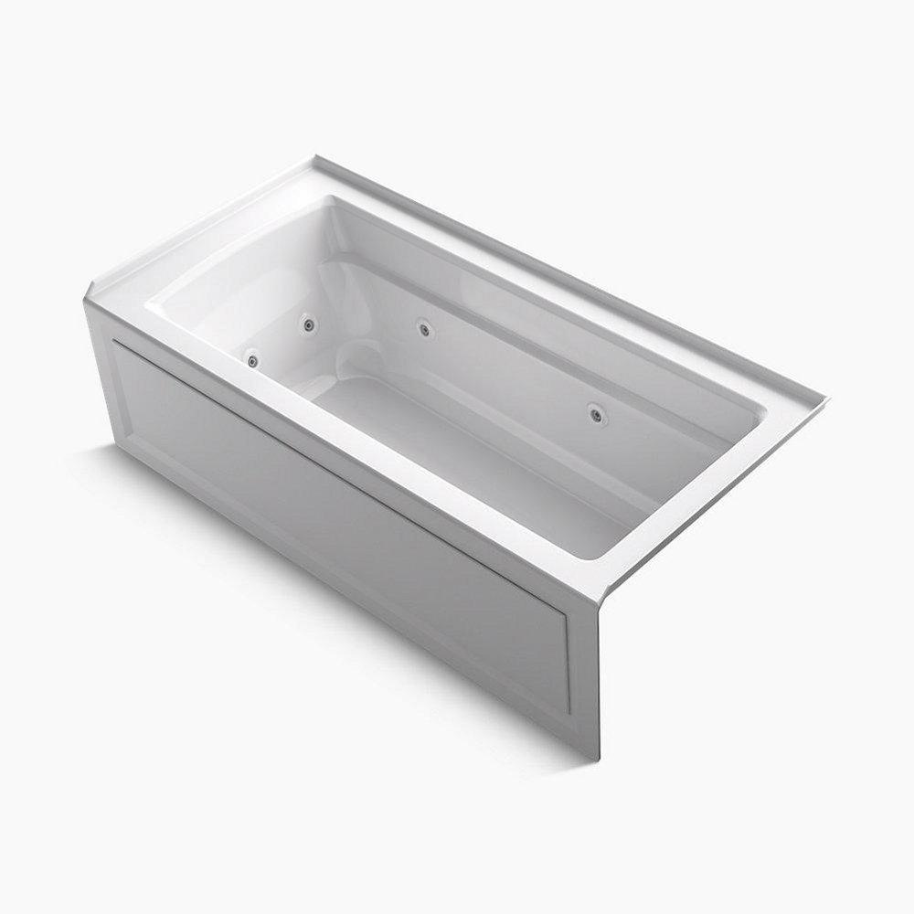 KOHLER White 66 x 32 in. Whirlpool Alcove Bathtub Right Drain 