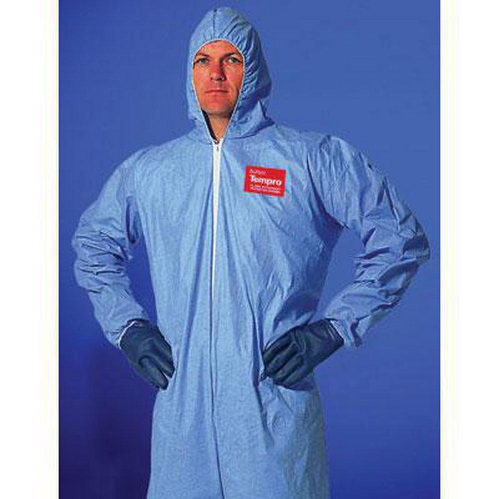 Dupont Protective Apparel Light Blue Tempro Coverall with Attached Hood 