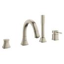4-Hole Roman Tub Filler with Hand Shower Deckmount in Starlight Brushed Nickel