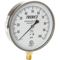 4-1/2 x 1/4 in. 300 psi/kpa 250F Stainless Steel/Brass Pressure Gauge