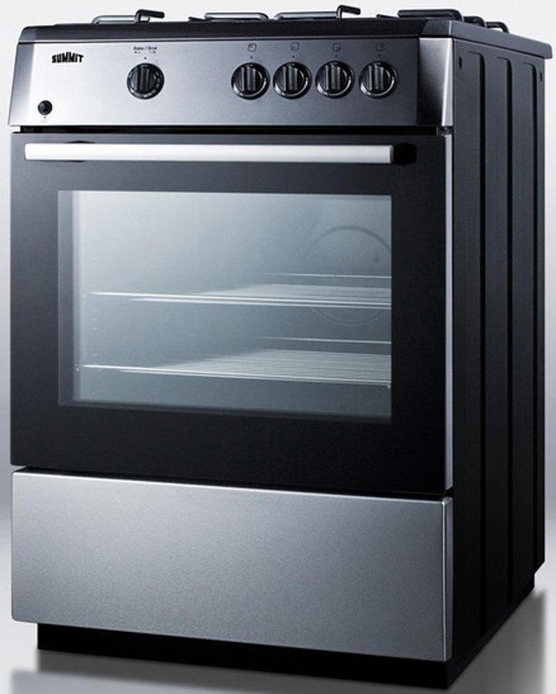 Summit Appliance Black Stainless Steel 23-1/4 in. Gas 4-Burner Sealed Freestanding Range 