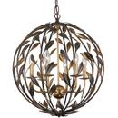 6-Light Sphere Chandelier in English Bronze and Antique Gold