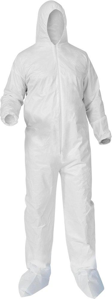 KleenGuard&trade; White Mircoporous Coveralls with Elastic Wrists, Ankles, Hood and Boots Case of 25 
