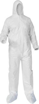 KleenGuard&trade; White Mircoporous Coveralls with Elastic Wrists, Ankles, Hood and Boots Case of 25 