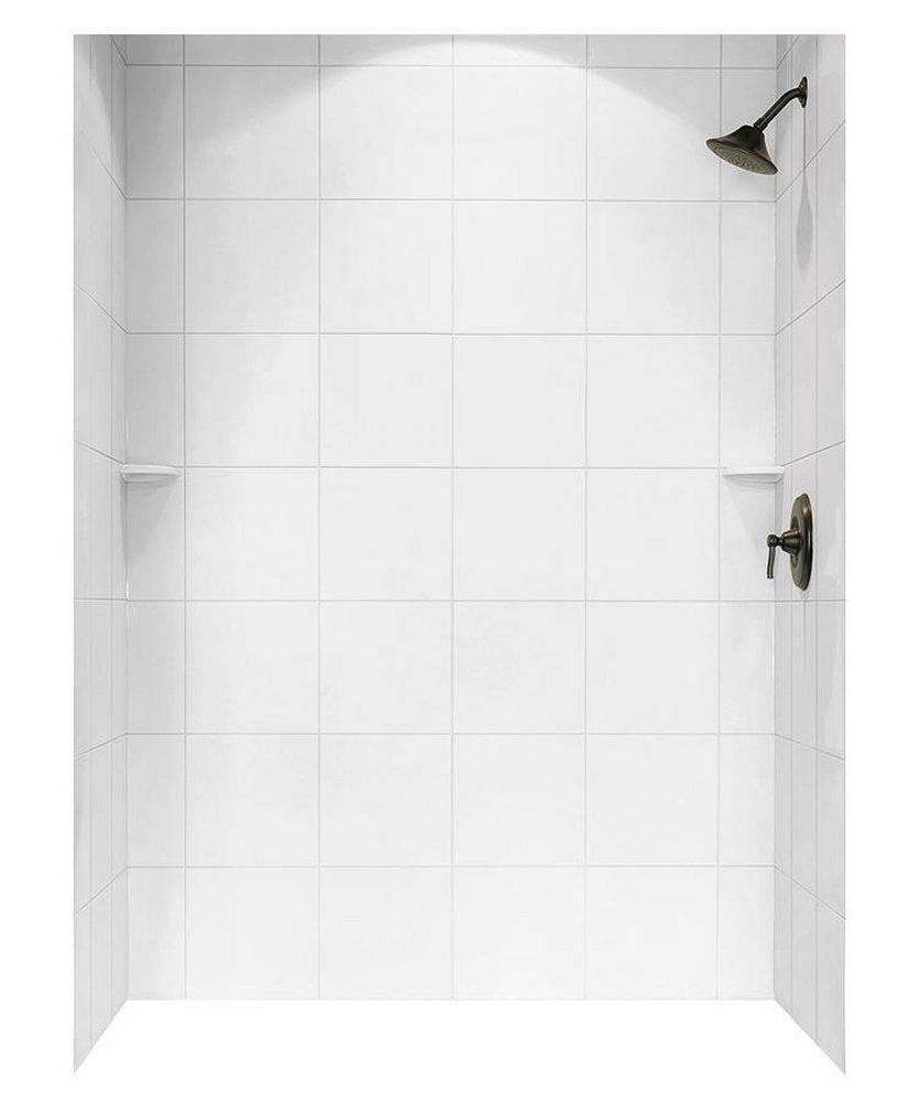 Swan Corporation White 72-1/2 x 36 in. Swanstone Square Shower Wall Kit in White 