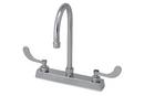 PROFLO&reg; Polished Chrome 1.5 gpm 8 in. Centerset Two Handle Deck Mount Gooseneck Bathroom Sink Faucet 
