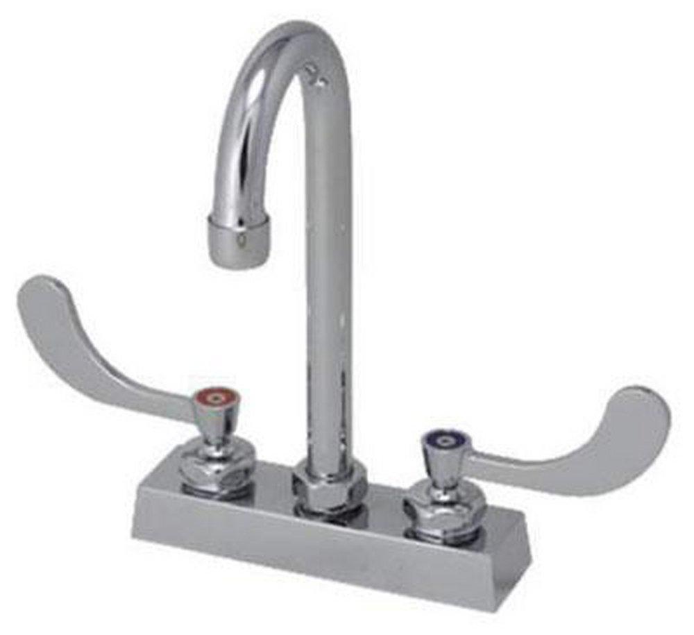 PROFLO&reg; Polished Chrome 1.5 gpm 4 in. Centerset Two Handle Deck Mount Gooseneck Bar Faucet 