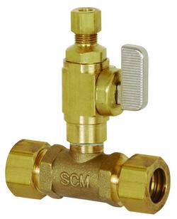 5/8 x 1/4 in. Brass OD Compression Valve Tee
