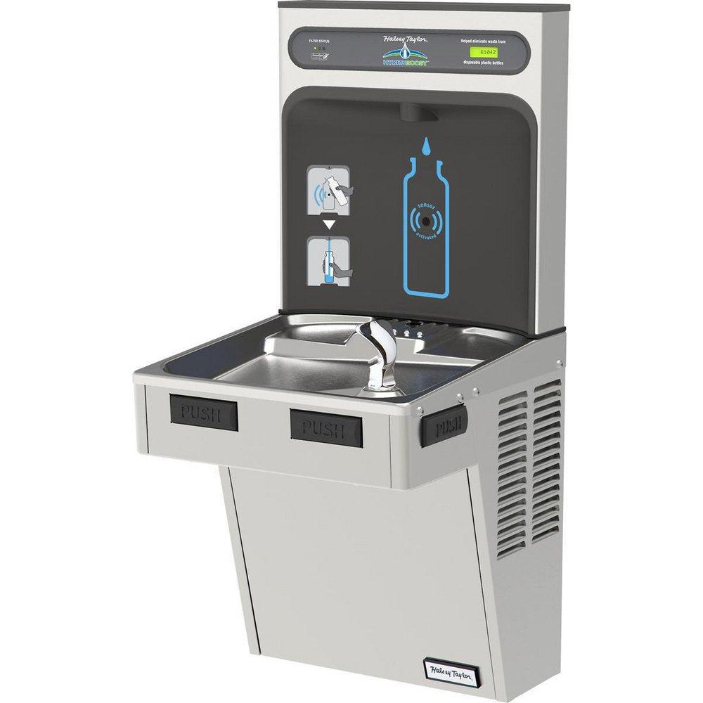 Halsey Taylor Stainless Steel 39-9/16 in. 8 gph Bottle Filling Station with Single Green ADA Cooler 