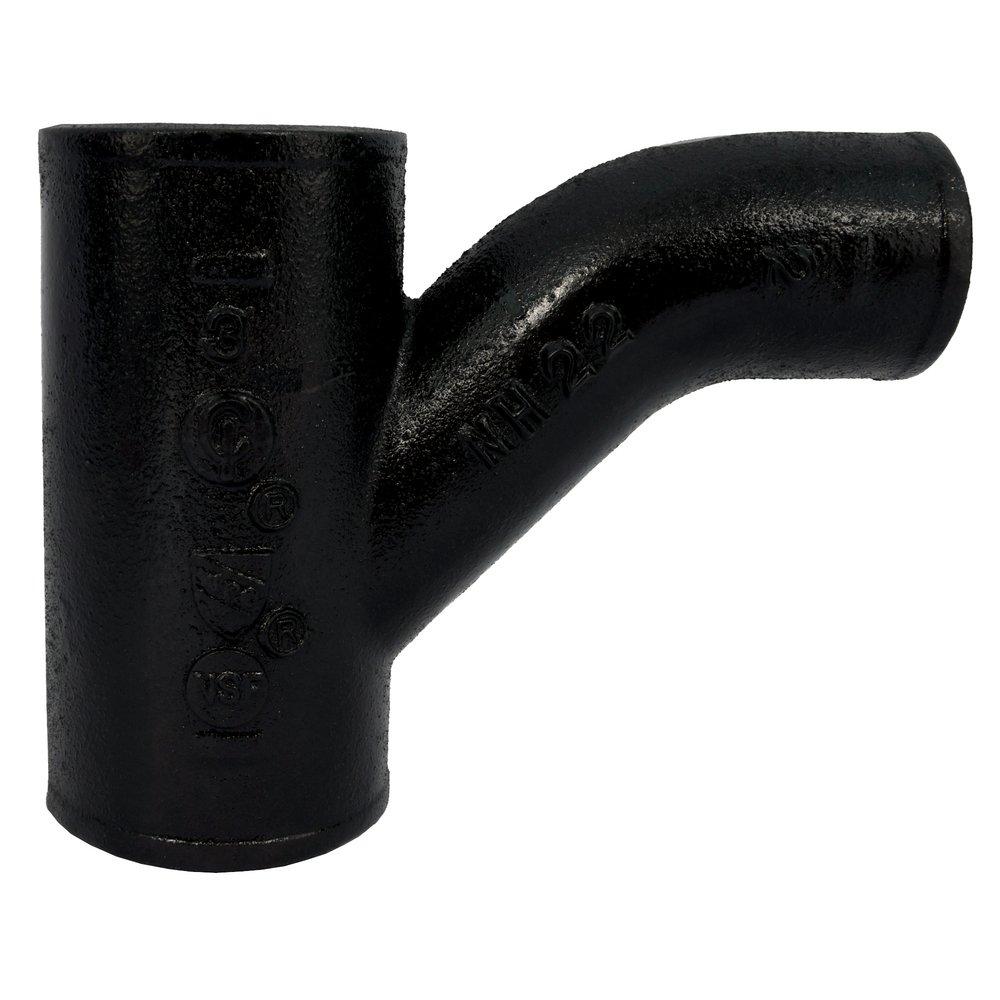 Black No Hub Cast Iron Reducing 1/8 Bend Combination Wye 