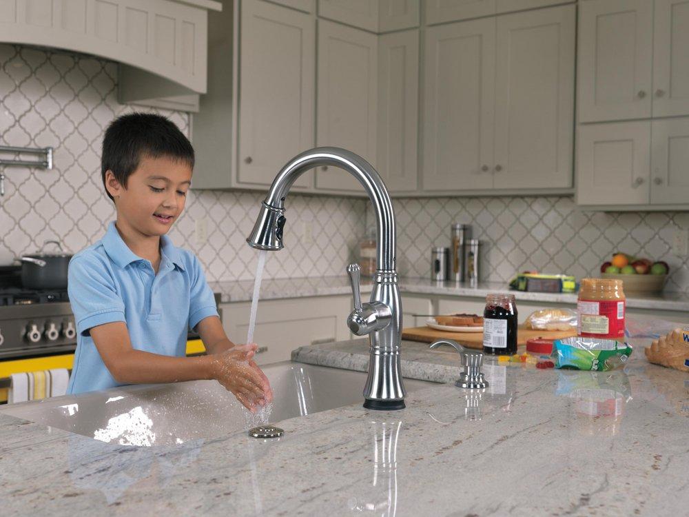 Delta Faucet Arctic Stainless Two Handle Lever Pot Filler 