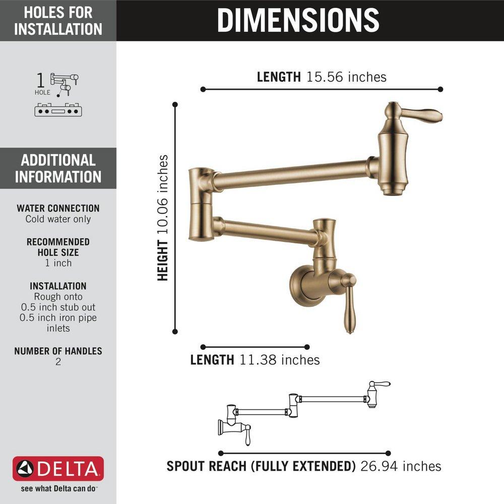 Delta Faucet Champagne Bronze Two Handle Lever Pot Filler 