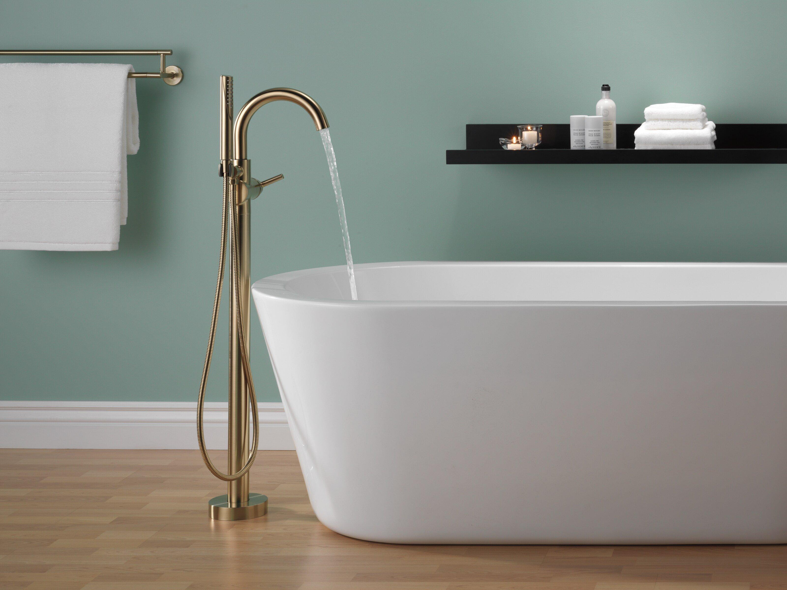 Delta Faucet Brilliance Champagne Bronze Single Handle Floor Mount Filler with Handshower (Trim Only) 