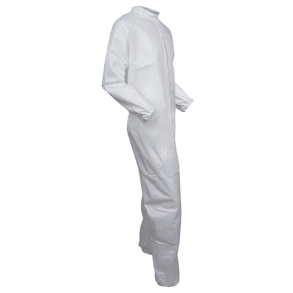 KleenGuard&trade; White Fabric and Antistatic Coverall with 1 in. Flap, Front Zip and Elastic Back 